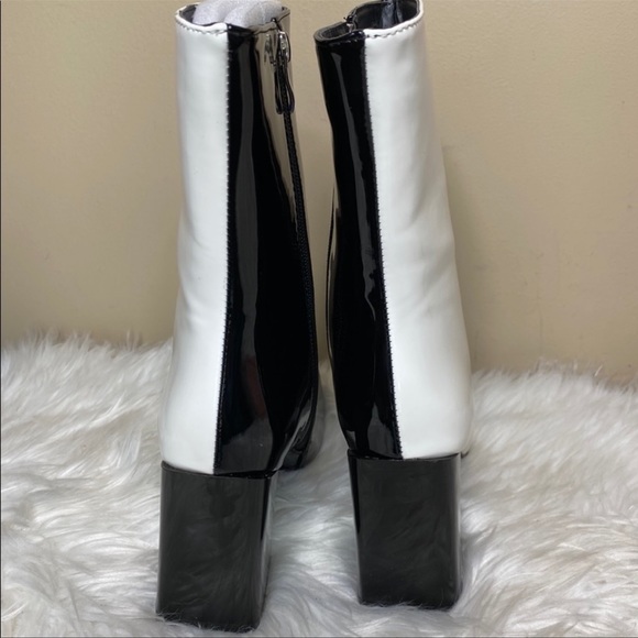 Azalea Wang Black & White Patent Ankle Bootie - Picture 8 of 11